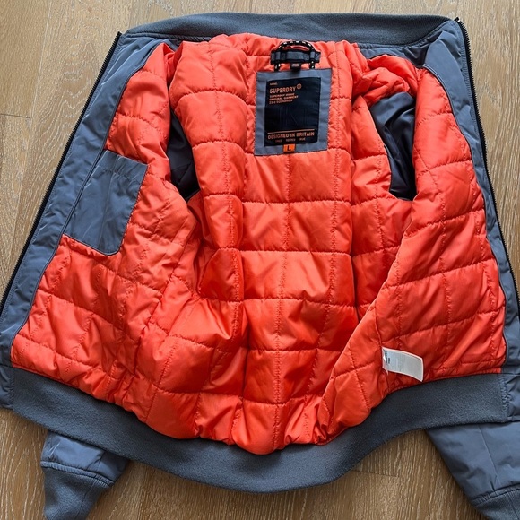 Superdry Gray Bomber Jacket with Ribbed Collar and Cuffs gently worn men’s L - Picture 7 of 12